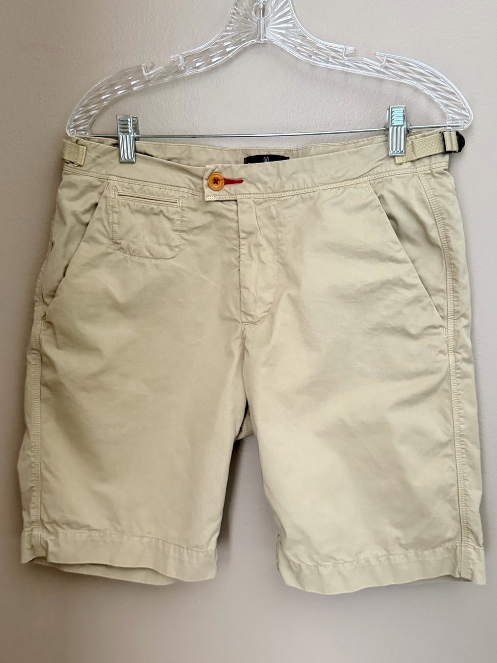 Psycho Bunny Men's Classic Chino Shorts Beige Khaki Size 31 Adjustable Waist